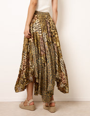 Animal Asymmetric Midi Skirt