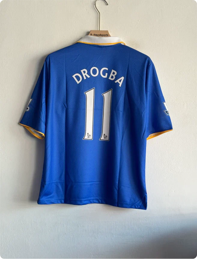CHELSEA 2008-09 HOME KIT DROGBA FIVESLEEVE POLO PREMIUM