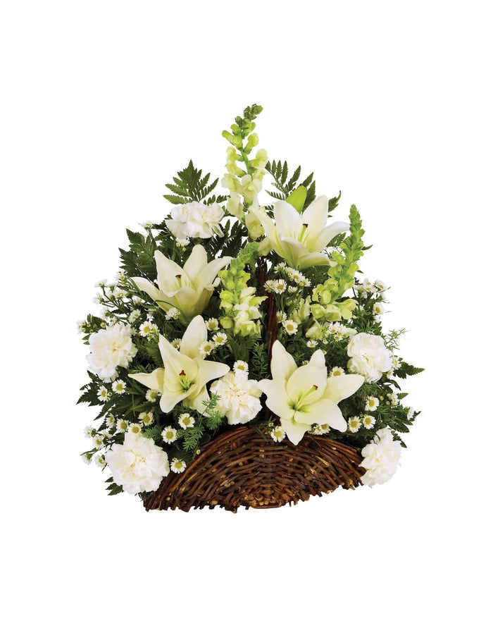 Classic Fireside Sympathy Basket - All White bloomexusa