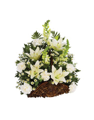 Classic Fireside Sympathy Basket - All White bloomexusa