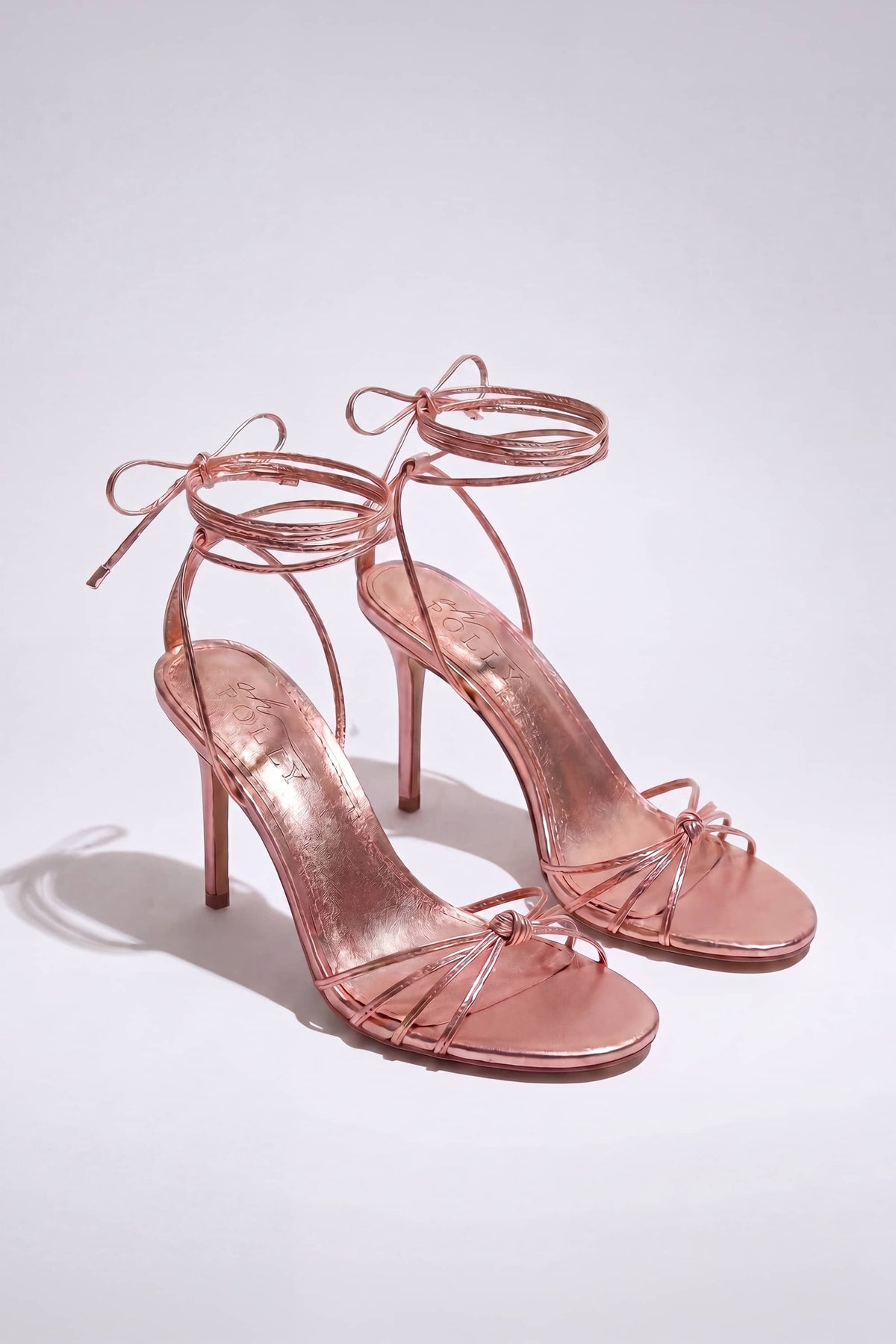Lace-Up Heeled Sandal in Blush Pink