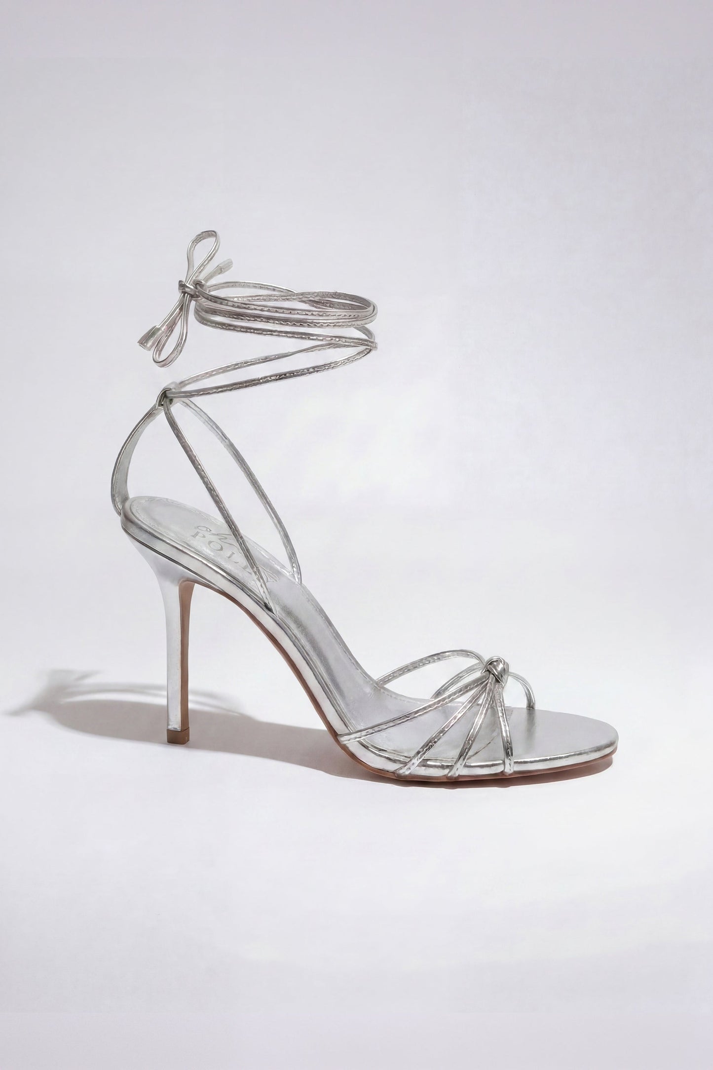 Lace-Up Heeled Sandal in Silver