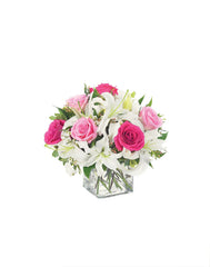Lovely Lily & Pink Rose Cube bloomexusa