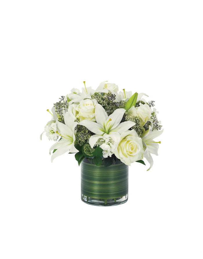Lovely Lily & Roses Bouquet-All White bloomexusa