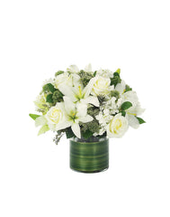 Lovely Lily & Roses Bouquet-All White bloomexusa