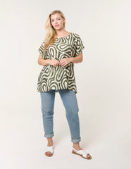 Round Neck Top With Abstract Print