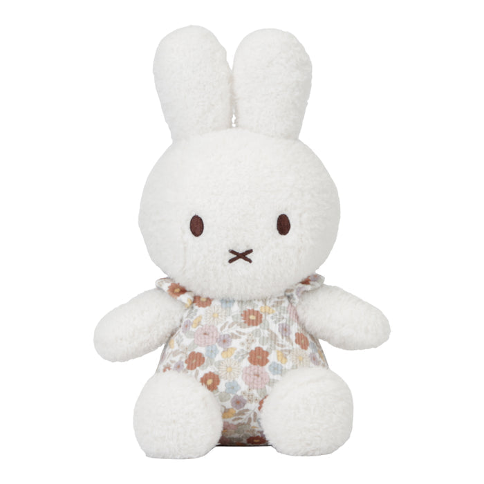 Miffy Kuscheltier Hase Vintage Little Flowers 25 cm – weicher Plüschhase mit Cord-Kleid im Blumen-Design für Babys ab Geburt
