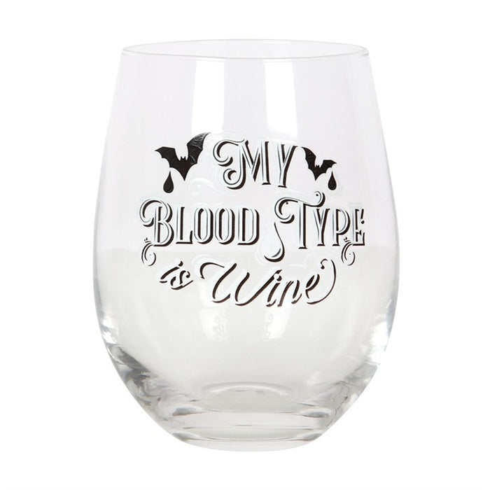 My Blood Type is Wine Stemless Wine Glass 🇬🇧