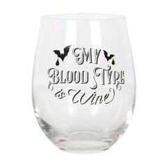 My Blood Type is Wine Stemless Wine Glass 🇬🇧