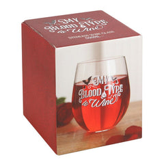 My Blood Type is Wine Stemless Wine Glass 🇬🇧