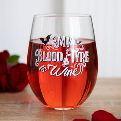My Blood Type is Wine Stemless Wine Glass 🇬🇧