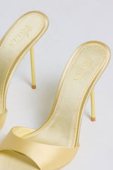 Heeled Mule Sandal in Butter Yellow