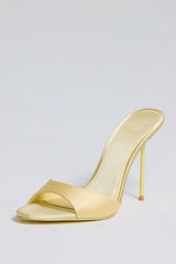 Heeled Mule Sandal in Butter Yellow