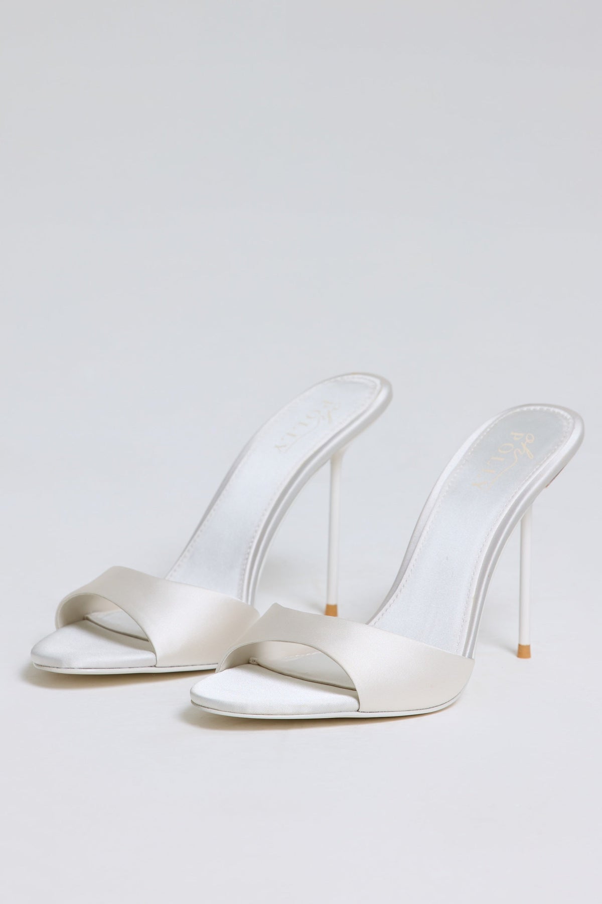 Heeled Mule Sandal in Pearl White