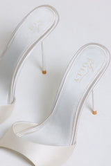 Heeled Mule Sandal in Pearl White