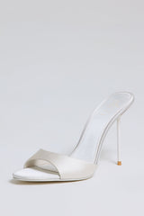Heeled Mule Sandal in Pearl White