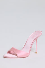 Heeled Mule Sandal in Soft Pink