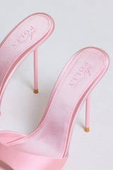 Heeled Mule Sandal in Soft Pink