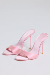 Heeled Mule Sandal in Soft Pink