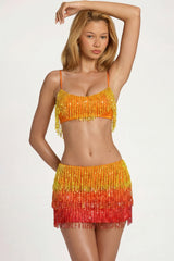 Fringed Bralette in Orange Ombre