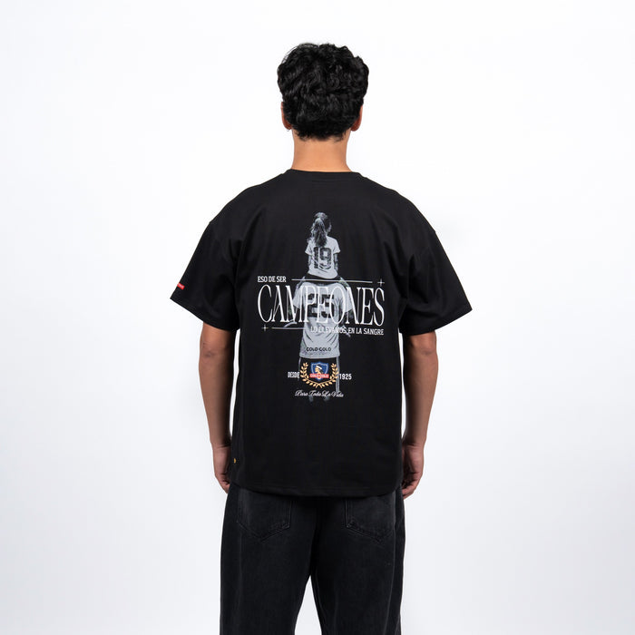 Polera Colo-Colo Urbano "CAMPEONES" Negro