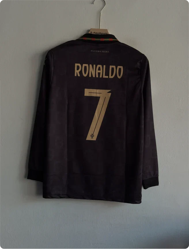 PORTUGAL 2026 BLACK KIT RONALDO FULLSLEEVE POLO PREMIUM PRINTED