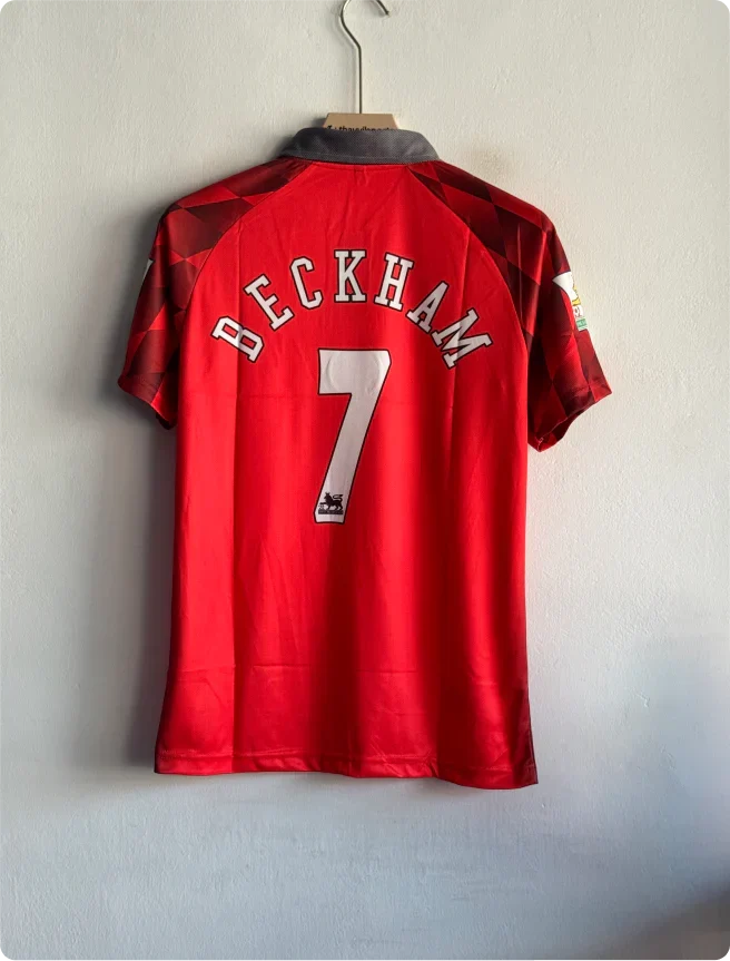 PRINTED MANCHESTER UNITED 1996-97 HOME KIT BECKHAM POLO PREMIUM