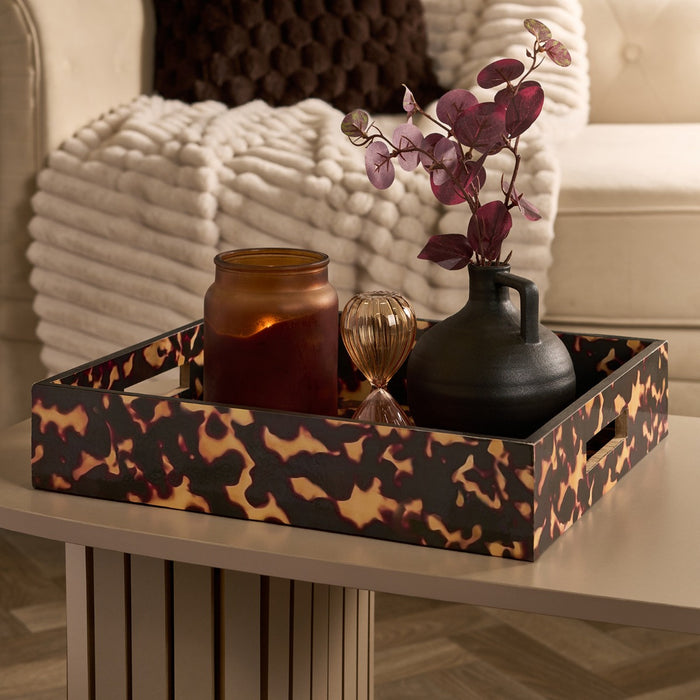 Rectangle Abstract Leopard Print Tray - Brown/Natural 🇬🇧