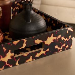 Rectangle Abstract Leopard Print Tray - Brown/Natural 🇬🇧