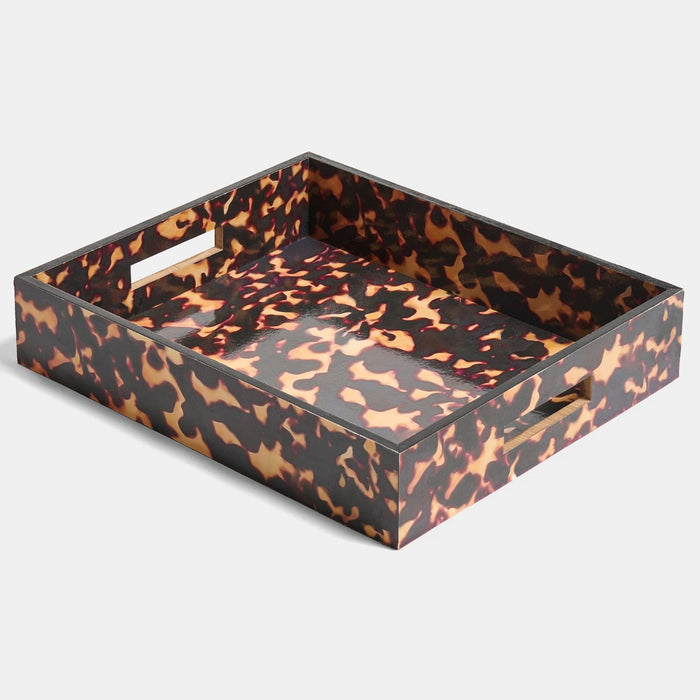 Rectangle Abstract Leopard Print Tray - Brown/Natural 🇬🇧