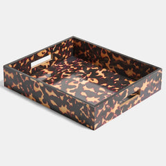 Rectangle Abstract Leopard Print Tray - Brown/Natural 🇬🇧