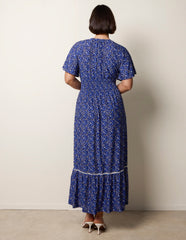 Ditsy Floral Button Front Raglan Trim Dress