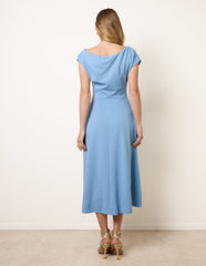 Scuba Crepe Off-Shoulder Skater Dress