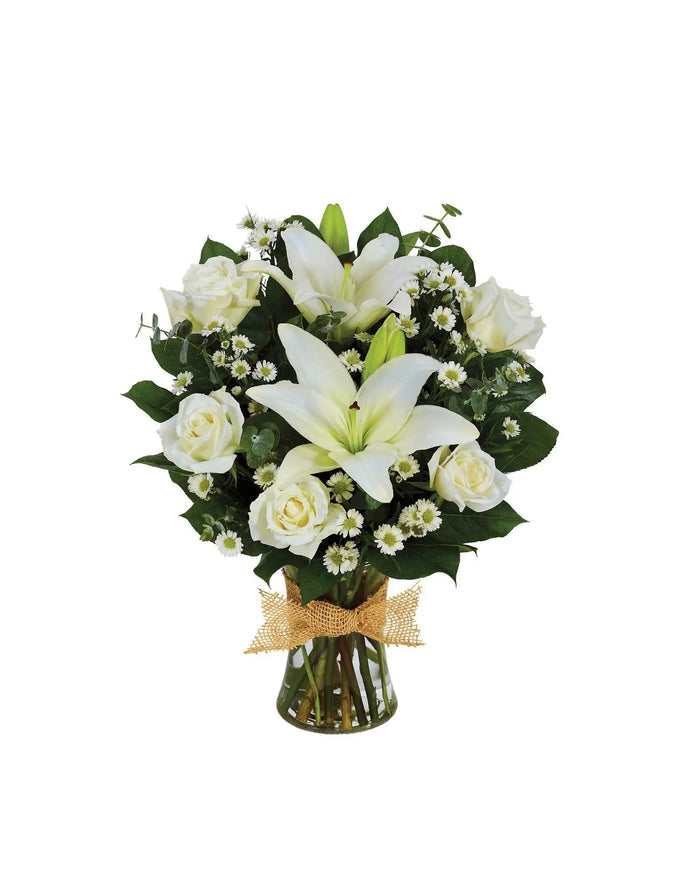 Tribute Mixed Vase Arrangement - All White
Also Sold As: Mixed Vase Arrangement- All White bloomexusa