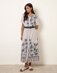 Tropical Palm Embroidery Dress