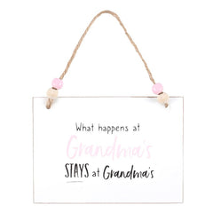 What Happens at Grandma's Hanging Sign 🇬🇧