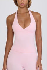 Halterneck Open-Back Tank Top in Bloom